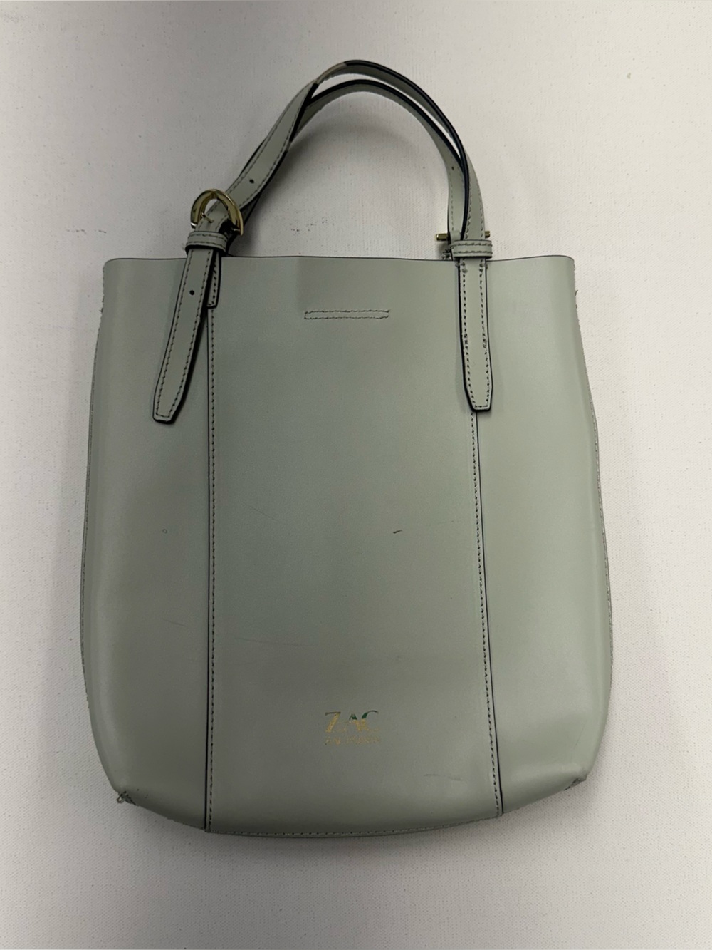 ZAC Zac Posen Leather Handle Bag Purse Crossbody No Hardware Gray